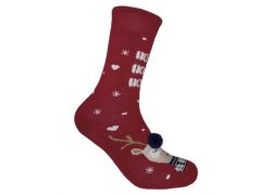 MEIAS FANTASIA RENA POMPOM NATAL ANTIDERRAPANTE
