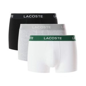 PACK 3 BOXERS LACOSTE PRETO, BRANCO E CINZA VIGORE